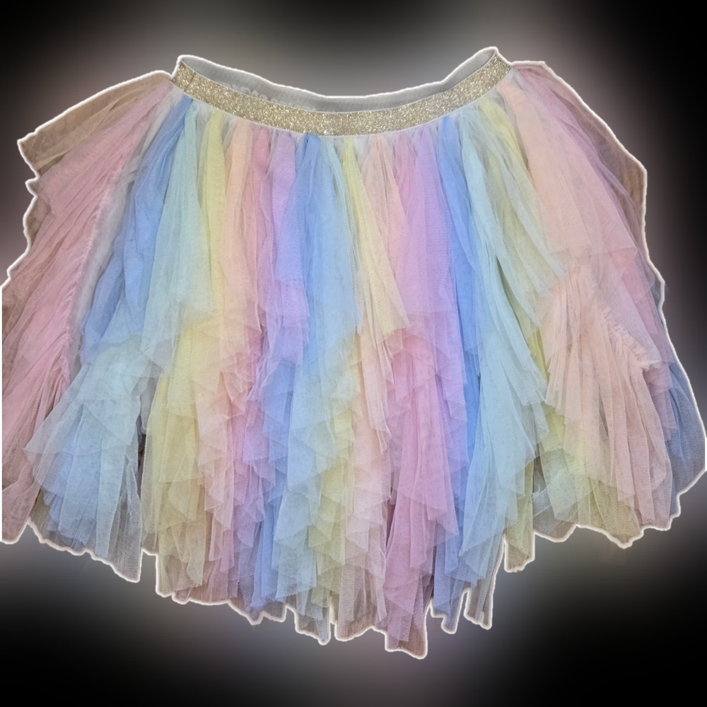 7/8 Pastel Rainbow Ruffle Tulle Skirt